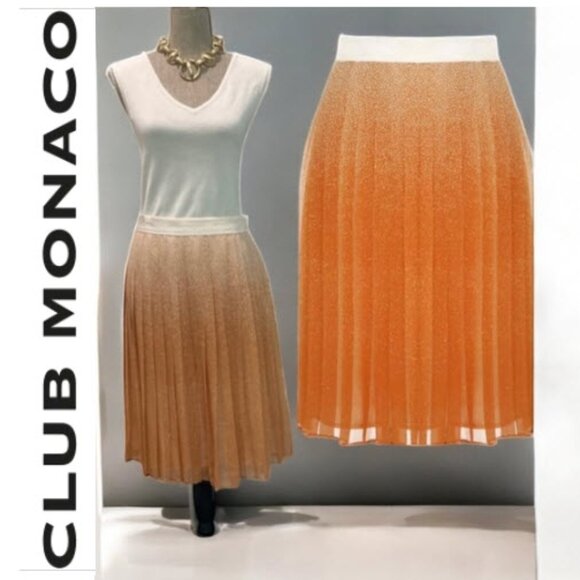 Club Monaco Tan Pleated Skirt Flowy Size 6 - Picture 1 of 15